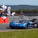 Volkswagen ID.R breaking the e-record at the Nürburgring-Nordschleife in 6:05.336 min, driver Romain Dumas