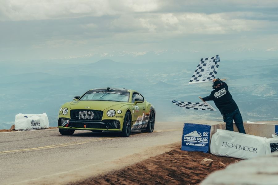Rhys Millen at the finish line in the #100 Bentley
