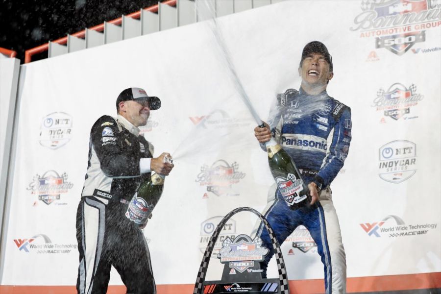 IndyCar Gateway podium Takuma Sato Ed Carpenter