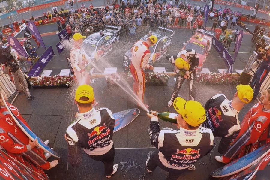 Supercars GoldCoast Race1 podium celebration