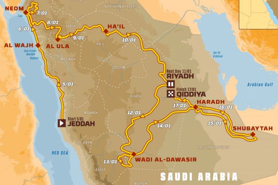 The route of the 2020 Dakar Rally