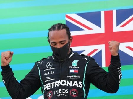 Lewis Hamilton Celebrates his 91st F1 Victory