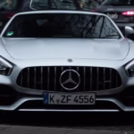Front View of a Silver Mercedes Benz