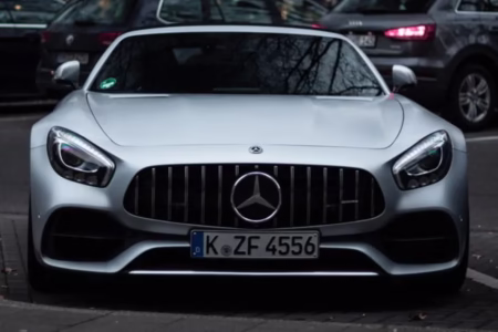 Front View of a Silver Mercedes Benz