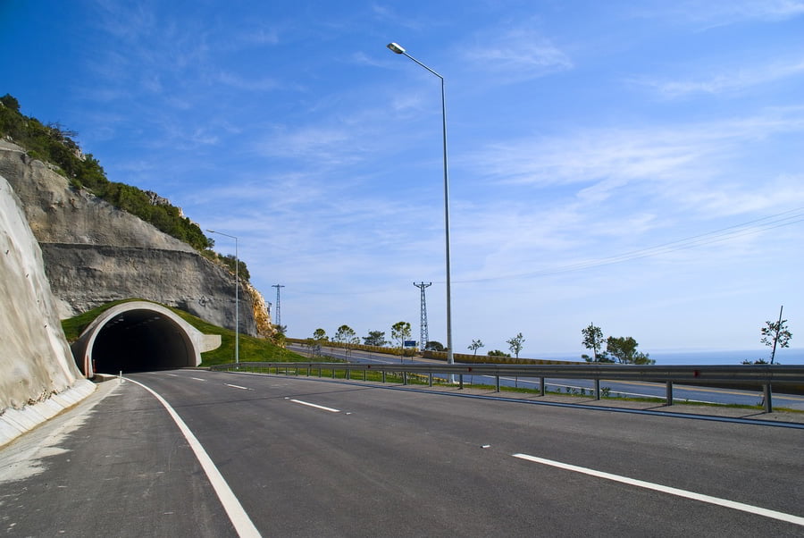 Road Entering A Tunnel