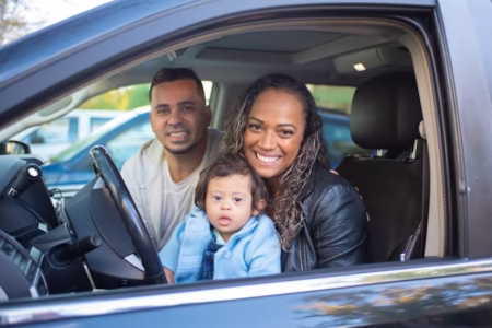 family in a car
