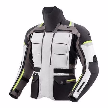 Cubby V Motorcycle Jacket Light Grey, Fluo Yellow