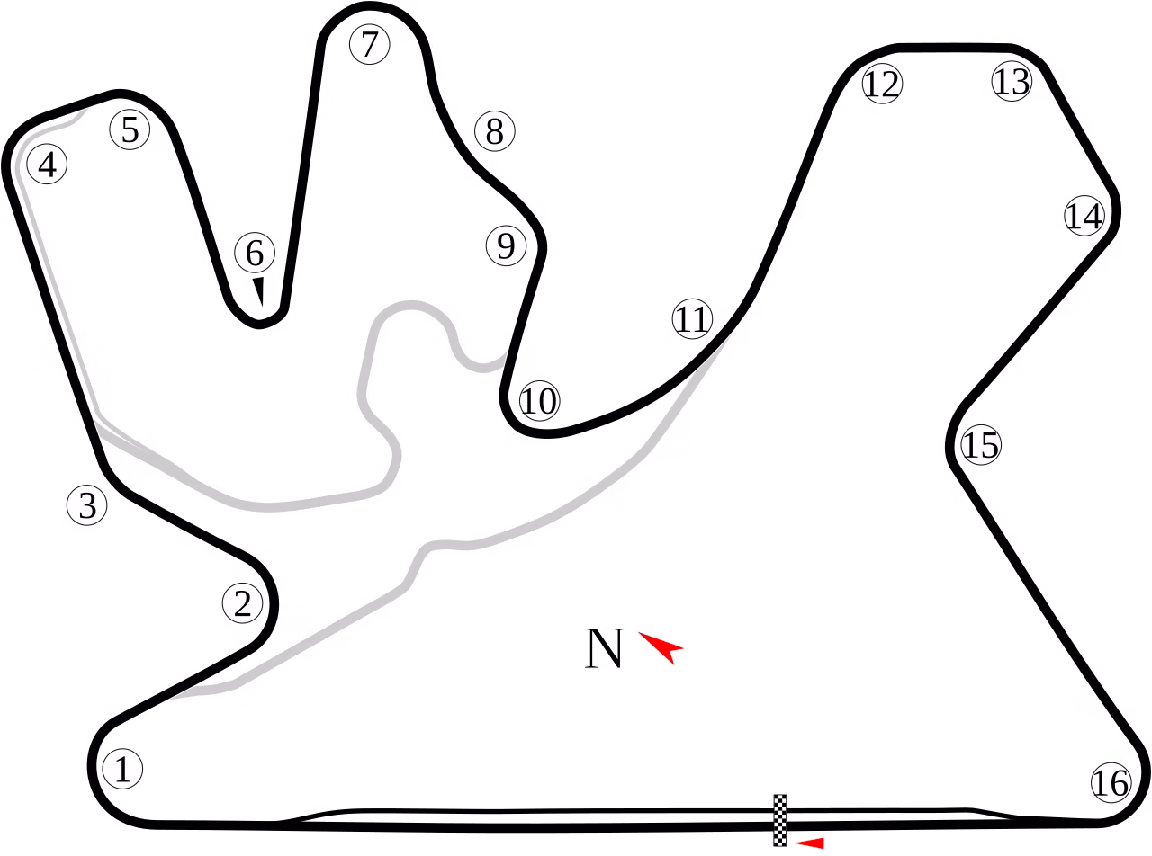 Map of the Lusail International Circuit Formula 1 layout used from 2023