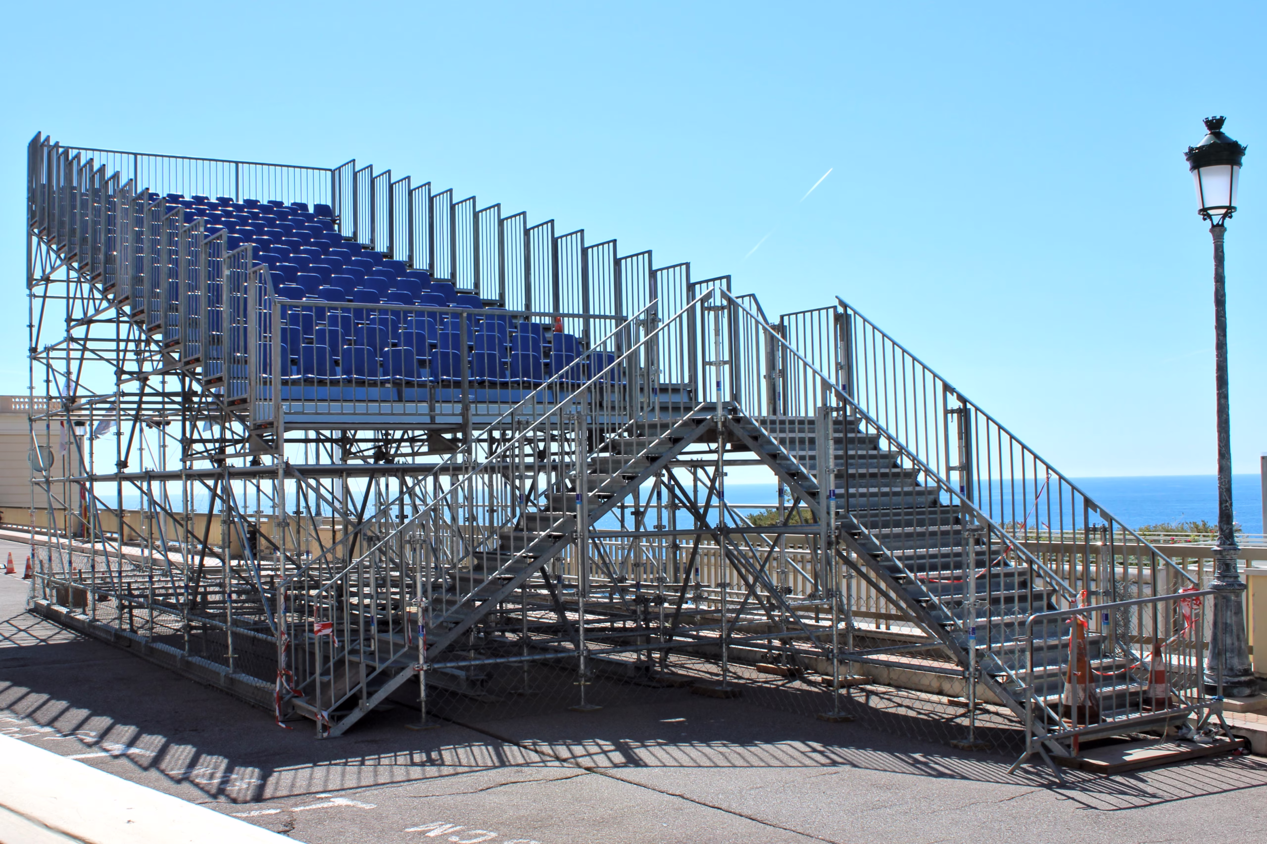 Formula 1 grandstand overlooking the Circuit de Monaco during race weekend 2019
