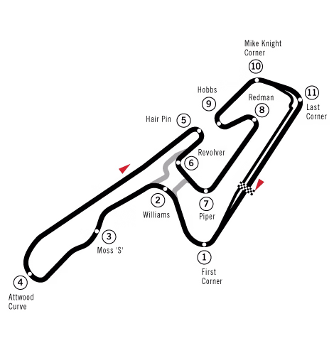 Map of the Okayama International Circuit (TI Circuit Aida) racing layout in Japan