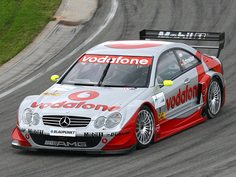 Bernd Schneider driving a Mercedes-Benz CLK DTM car at Sachsenring during the 2002 DTM season